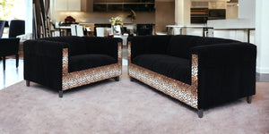 Homeroots Two Piece  Leopard And Black Five Person Seating Set   530496