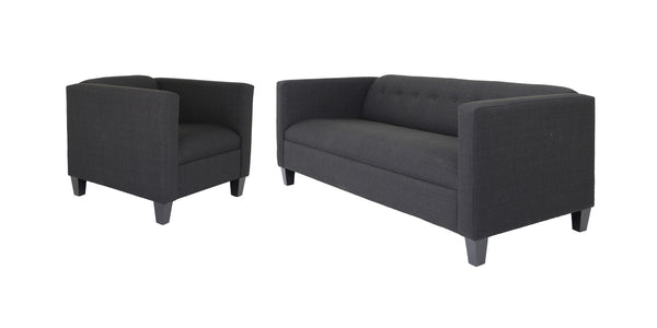 Homeroots Two Piece Black Four Person Seating Set   530498