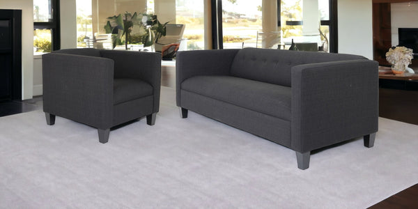 Homeroots Two Piece Black Four Person Seating Set   530498