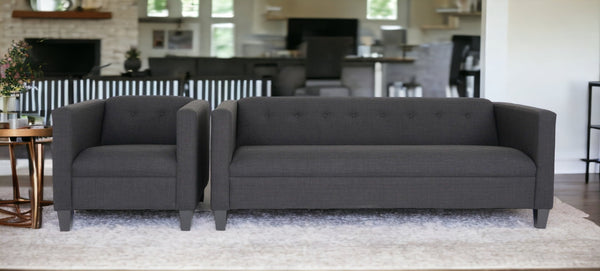 Homeroots Two Piece Black Four Person Seating Set   530498