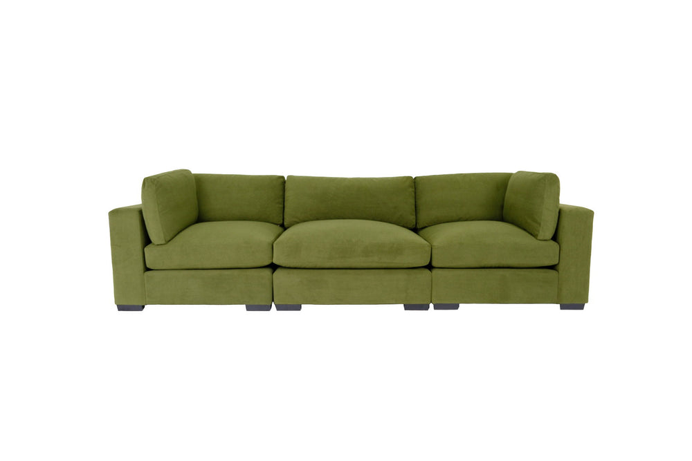Homeroots 126" Moss Green Polyester Sofa With Black Legs   530499