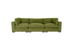Homeroots 126" Moss Green Polyester Sofa With Black Legs   530499