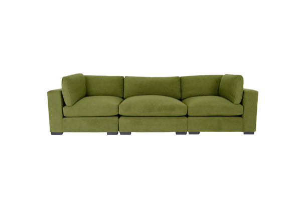 Homeroots 126" Moss Green Polyester Sofa With Black Legs   530499