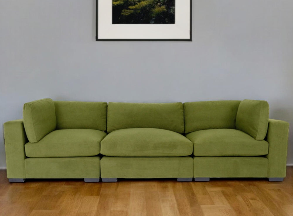 Homeroots 126" Moss Green Polyester Sofa With Black Legs   530499