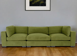 Homeroots 126" Moss Green Polyester Sofa With Black Legs   530499