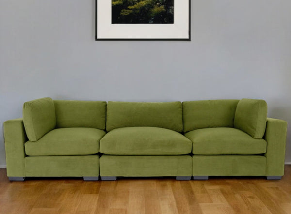 Homeroots 126" Moss Green Polyester Sofa With Black Legs   530499