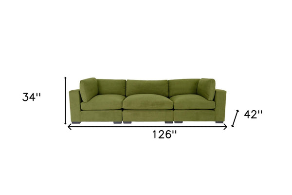 Homeroots 126" Moss Green Polyester Sofa With Black Legs   530499
