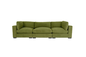 Homeroots 126" Moss Green Polyester Sofa With Black Legs   530499