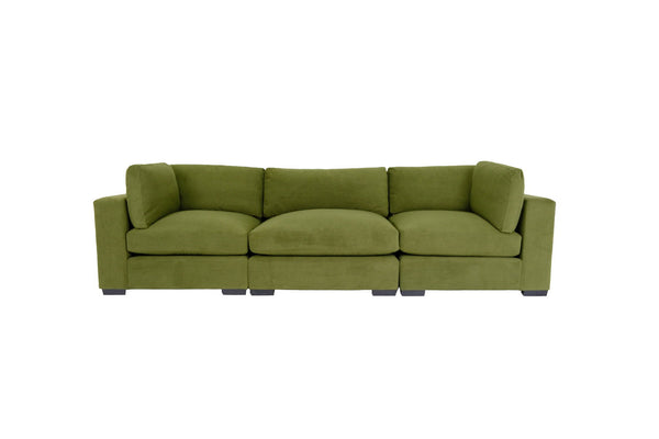 Homeroots 126" Moss Green Polyester Sofa With Black Legs   530499
