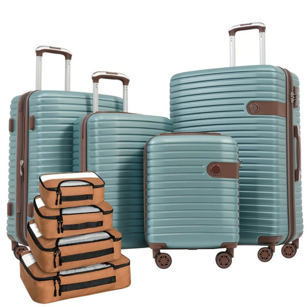 English Elm 4 Piece Abs Hard Shell Luggage Set with Spinner Wheels Tsa Lock and Packing Cubes Blue PP313145AAC