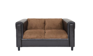 Homeroots 54" Brown And Black Chenille Loveseat   530500