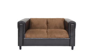 Homeroots 54" Brown And Black Chenille Loveseat   530500