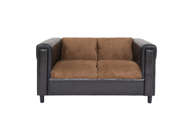 Homeroots 54" Brown And Black Chenille Loveseat   530500