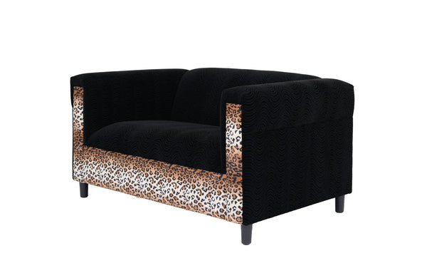 Homeroots 72" Black Velvet Leopard Loveseat Leopard,Black  530503