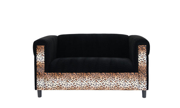 Homeroots 72" Black Velvet Leopard Loveseat Leopard,Black  530503