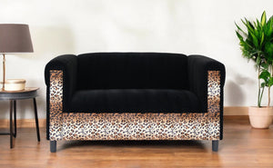 Homeroots 72" Black Velvet Leopard Loveseat Leopard,Black  530503