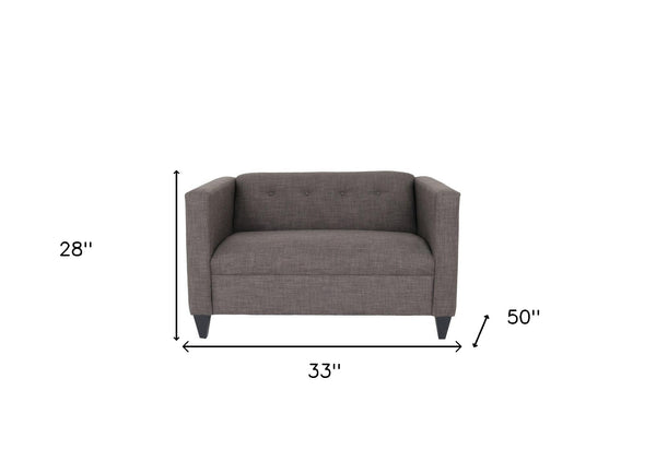 Homeroots 50" Charcoal And Dark Brown Loveseat Asphalt  530505