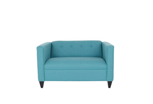 Homeroots 50" Teal Blue And Dark Brown Loveseat   530507