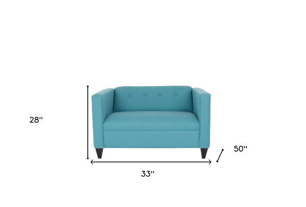 Homeroots 50" Teal Blue And Dark Brown Loveseat   530507