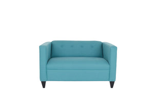 Homeroots 50" Teal Blue And Dark Brown Loveseat   530507