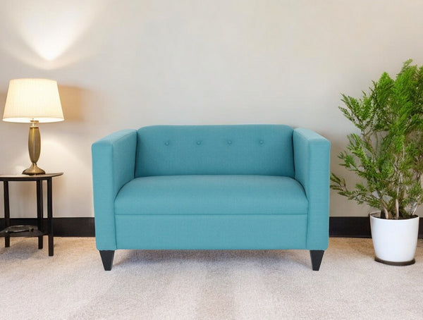 Homeroots 50" Teal Blue And Dark Brown Loveseat   530507