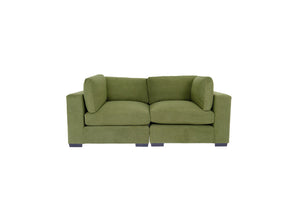 Homeroots 84" Forest Green And Dark Brown Loveseat   530508