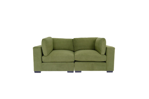 Homeroots 84" Forest Green And Dark Brown Loveseat   530508
