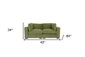 Homeroots 84" Forest Green And Dark Brown Loveseat   530508