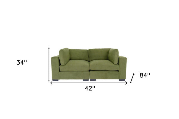 Homeroots 84" Forest Green And Dark Brown Loveseat   530508