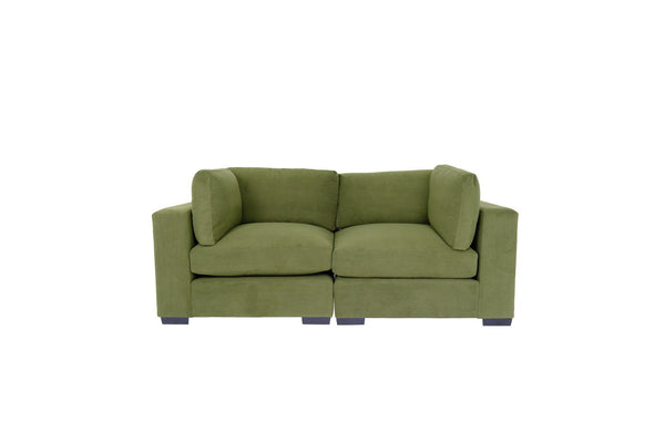 Homeroots 84" Forest Green And Dark Brown Loveseat   530508