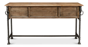 Sarreid Game Of Thrones Console Table – Desert Bleached Solid Acacia Wood With Durable Chase Iron Base Tan  53050