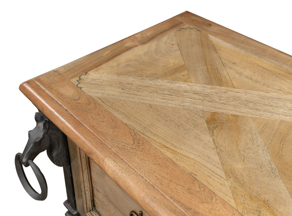 Sarreid Game Of Thrones Console Table – Desert Bleached Solid Acacia Wood With Durable Chase Iron Base Tan  53050