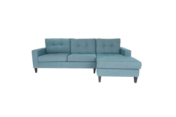 Homeroots Blue Polyester Blend L Shaped Two Piece Sofa And Chaise Sectional   530510