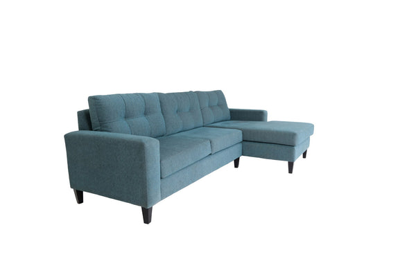 Homeroots Blue Polyester Blend L Shaped Two Piece Sofa And Chaise Sectional   530510