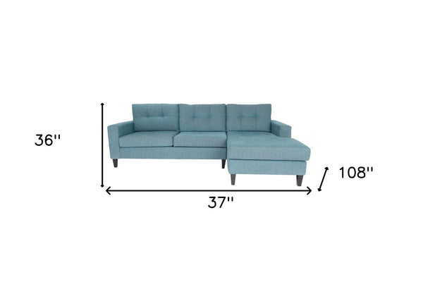 Homeroots Blue Polyester Blend L Shaped Two Piece Sofa And Chaise Sectional   530510