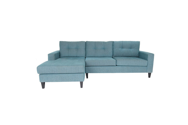 Homeroots Blue Polyester Blend L Shaped Two Piece Sofa And Chaise Sectional   530510