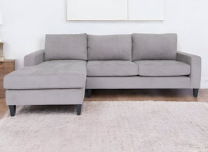 Homeroots Gray Polyester Blend Stationary L Shaped Two Piece Corner Sectional   530513