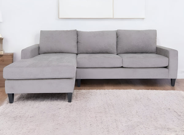 Homeroots Gray Polyester Blend Stationary L Shaped Two Piece Corner Sectional   530513