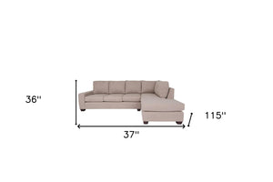 Homeroots Tan Polyester Blend Stationary L Shaped Two Piece Corner Sectional   530517