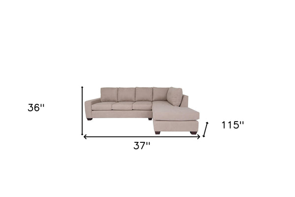 Homeroots Tan Polyester Blend Stationary L Shaped Two Piece Corner Sectional   530517