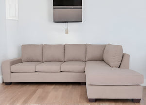 Homeroots Tan Polyester Blend Stationary L Shaped Two Piece Corner Sectional   530517