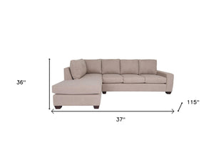 Homeroots Tan Polyester Blend L Shaped Two Piece Sectional   530518