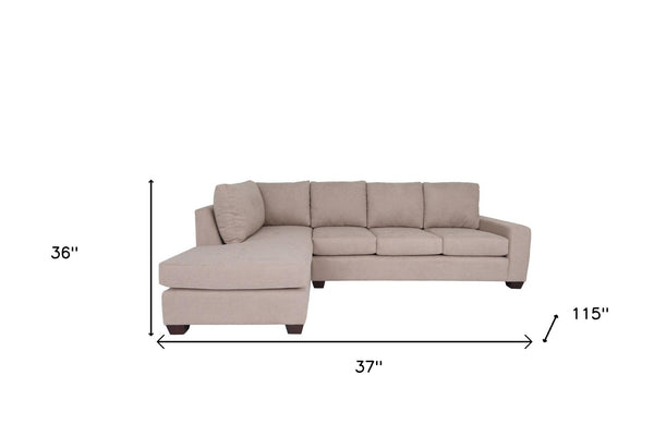 Homeroots Tan Polyester Blend L Shaped Two Piece Sectional   530518