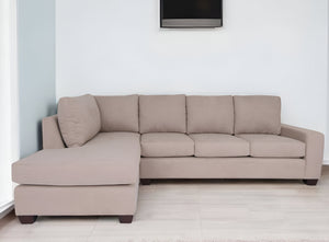 Homeroots Tan Polyester Blend L Shaped Two Piece Sectional   530518