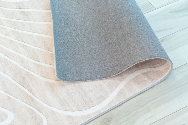 HomeRoots 5' Beige and Ivory Abstract Distressed Area Rug – Stylish, Durable, and Stain-Resistant for Homes 5' X 8' 530528