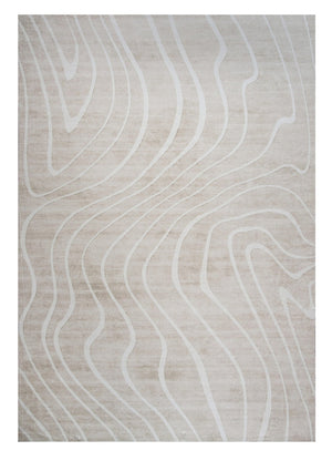 HomeRoots 5' Beige and Ivory Abstract Distressed Area Rug – Stylish, Durable, and Stain-Resistant for Homes 5' X 8' 530528
