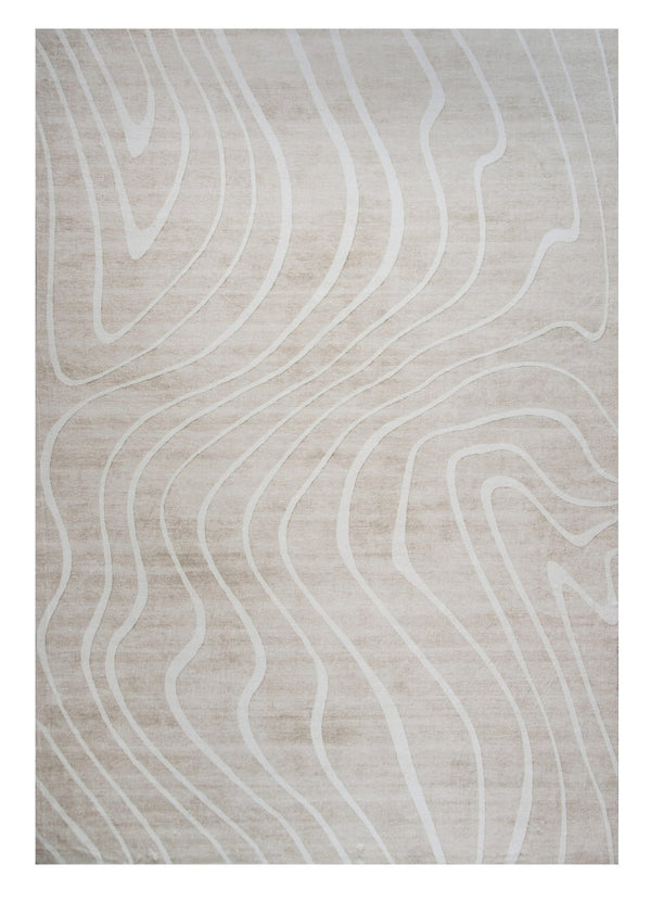 HomeRoots 5' Beige and Ivory Abstract Distressed Area Rug – Stylish, Durable, and Stain-Resistant for Homes 5' X 8' 530528