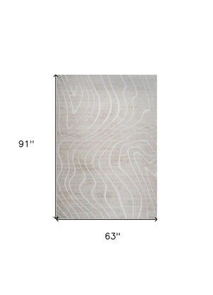 HomeRoots 5' Beige and Ivory Abstract Distressed Area Rug – Stylish, Durable, and Stain-Resistant for Homes 5' X 8' 530528
