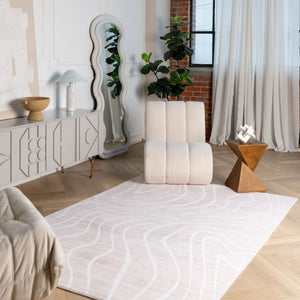 HomeRoots 5' Beige and Ivory Abstract Distressed Area Rug – Stylish, Durable, and Stain-Resistant for Homes 5' X 8' 530528