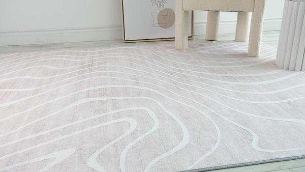 HomeRoots 5' Beige and Ivory Abstract Distressed Area Rug – Stylish, Durable, and Stain-Resistant for Homes 7' X 10' 530529